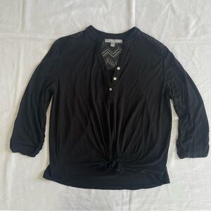 Ny Collection Henley Lace Shoulder & Ruched Sleeve Blouse Women’s S